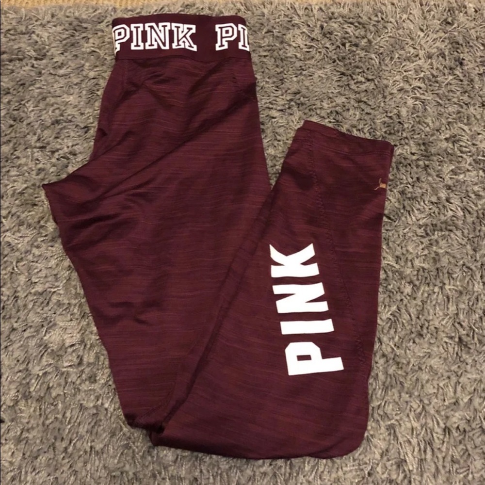 VS PINK MAROON FLEECE LINED ULTIMATE LEGGING